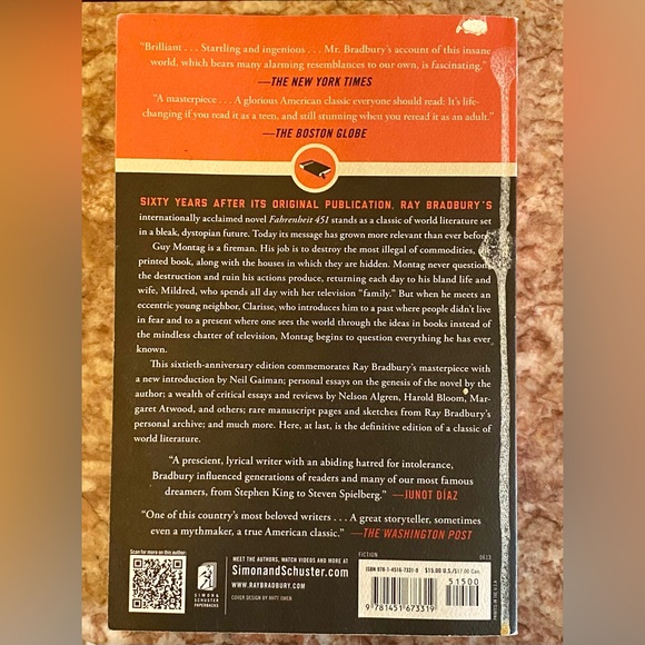 FAHRENHEIT 451 by Ray Bradbury; 60th Anniversary Edition; NWT. - Picture 2 of 4